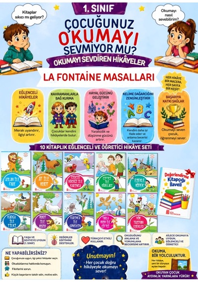 1.sınıflar Okumaya Sevdiren Öğretmen Tavsiyeli Hikaye Seti 10'lu