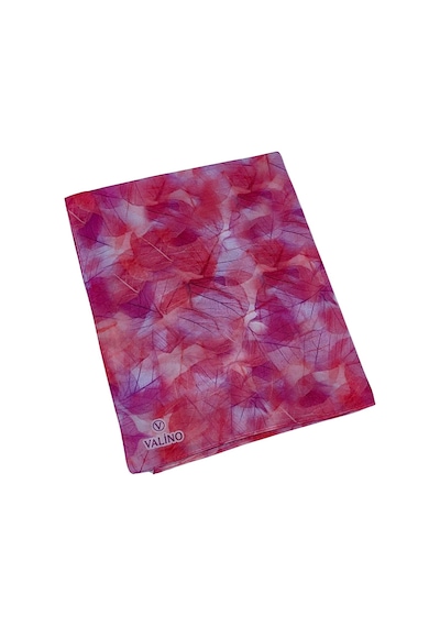 Mim Eşarp Valino Vual Twill Fular 45x110 Cm - Yaprak Desenli, Hafif Ve Nefes Alabilir Şal Pembe - Mor