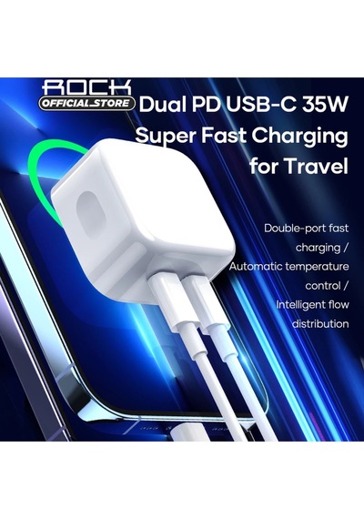 T58 Pd 35 W Hızlı Çift Type-c Çıkış Şarj Cihazı Beyaz