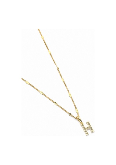 Xuping Gold Renkli, Zirkon Taşlı H Harfi Kolyesi - 45 Cm Anti-alerjik