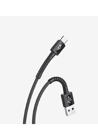 K552 Safe 3a Örgülü Metal Başlı Usb'den Type-c'ye Şarj Kablosu Siyah