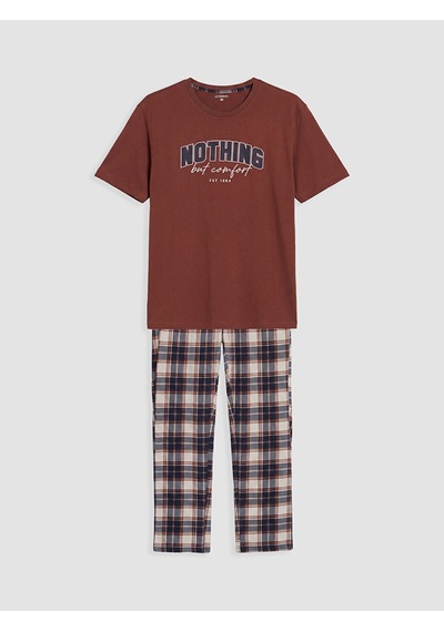 Lc Waikiki Lc Waıkıkı Kahverengi Regular Fit Baskılı Erkek Pijama Takımı