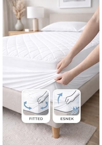 Formeya Adelya Mikrofiber Kapitone Fitted Full Kenar Su Sıvı Geçirmez Yatak Koruyucu Alez 90 X 190 Açık Indigo