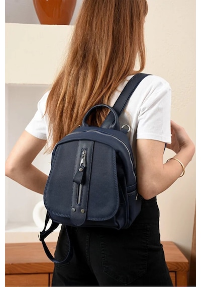 Just Polo Kadın Günlük Kullanıma Uygun Ayarlanabilir Askılı Lüks Sırt Çantası Shopper Lacivert