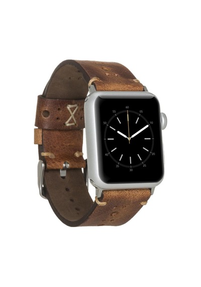 Apple Watch Uyumlu Deri Kordon 38-40-41mm Delikli Taba