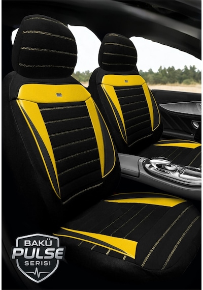 Mitsubishi Space Star Hatcback Diğer 2013-2018 Uy Tegin Pulse Serisi Raşel Siyah Sarı Koltuk Kılıfı