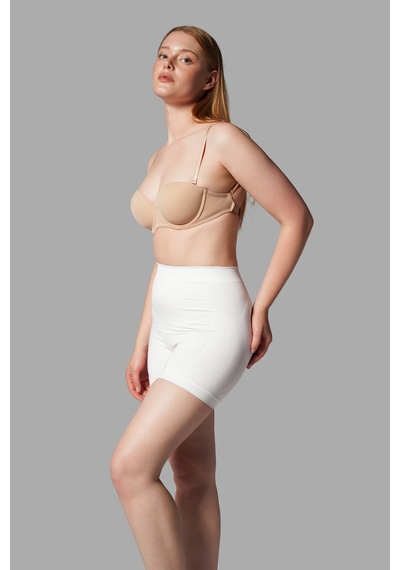 Fit Women Push Up Seamless Dikişsiz Popo Kısa Paçalı Korse 2064 Beyaz