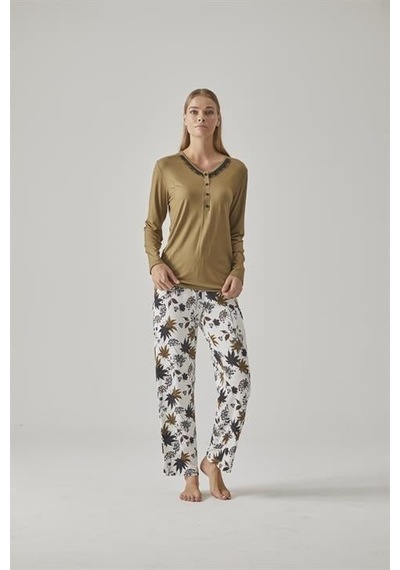 Relax Mode Kadın V Yaka Pijama Takım - 10779 Renkli