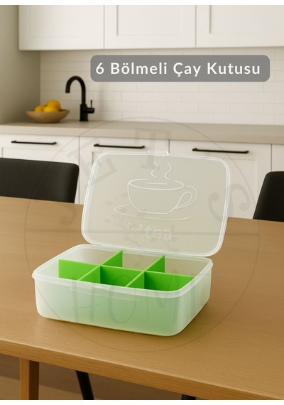 6 Bölmeli Çay Kutusu Şeffaf Çay Kabı Plastik Poşet Çay Kutusu Bpa Free Beyaz