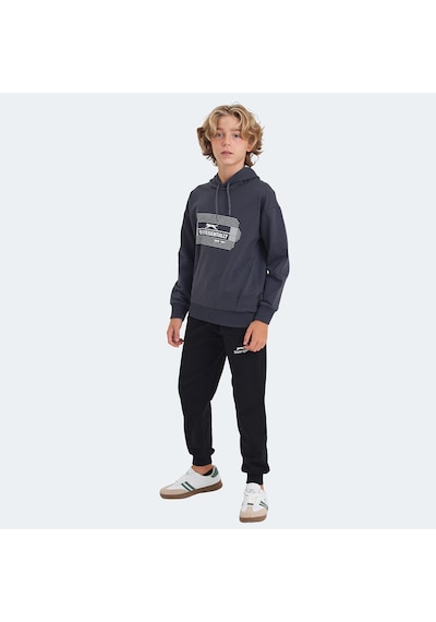 Slazenger LAYO Çocuk Kapüşonlu Koyu Gri Sweatshirt