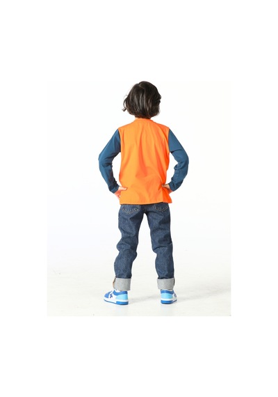 Casabony Trouble Maker Denim Pantolon +T-Shirt Takım-Indigo - Turuncu İndigo - Turuncu