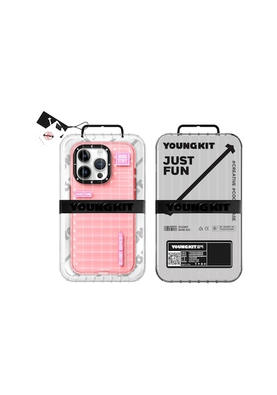Apple Uyumlu iPhone 15 Pro Kılıf Şeffaf Renkli Tasarım Youngkit Fluorite Serisi Kapak Pembe