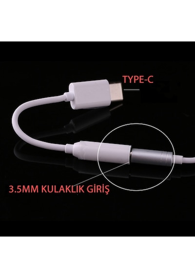 Type-C 3.5Mm Kulaklık Dönüştürücü Aparat Aux Çevirici Adaptör