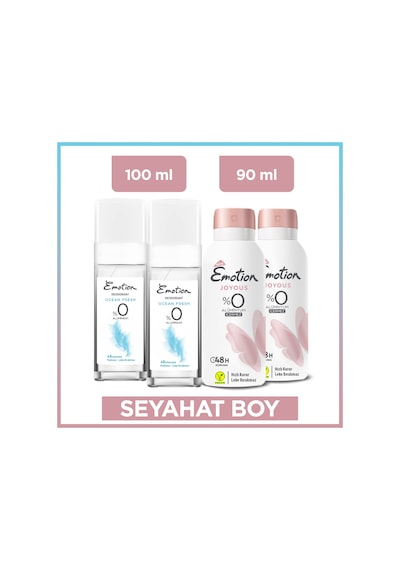 Emotion Joyous Deodorant 2x90 Ml & Ocean Fresh Pump Sprey Deodorant 2x100 Ml Seyahat Seti