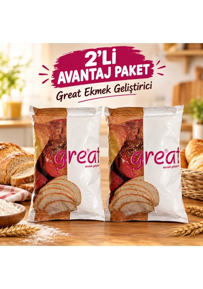 Ekmek Geliştirici 2'li Avantaj Paket Ekmek, Hamburger, Bazlama, Simit Ve Poğaça İçin 1000 Gr