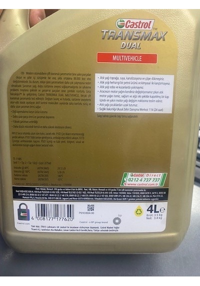 Castrol Transmax Dual Multivehicle Çift Kavramalı Şanzıman Yağı 4 L