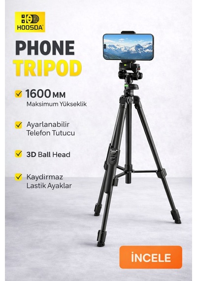 Apple Uyumlu iPhone 11 Profesyonel Telefon Tripodu 160cm