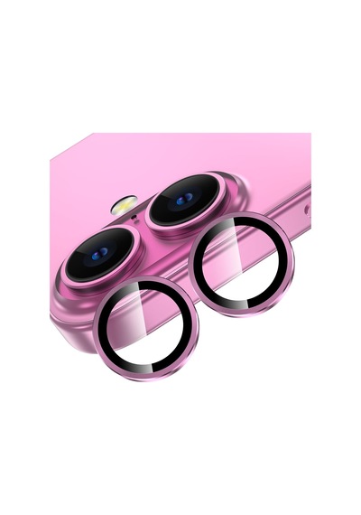 Apple Uyumlu iPhone 16 Plus Raze Metal Kamera Lens Koruyucu Pembe