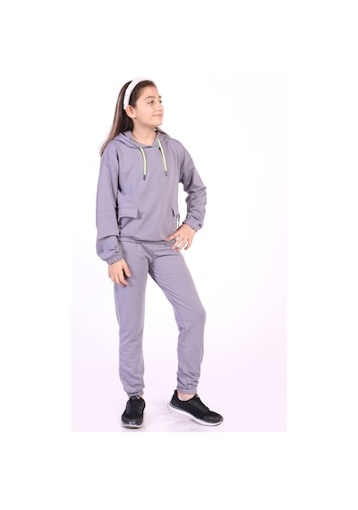 Toontoy Kids Toontoy Kız Çocuk Cepli Armalı Eşofman Takım Gri