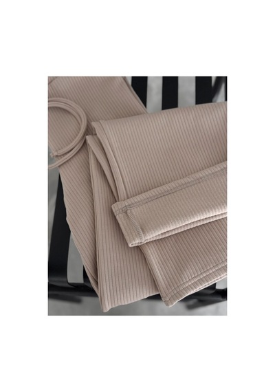 Gugus Kadın Bol Paça İçi Polarlı Fitilli Pantolon Içi Wide Leg Eşofman Altı Bej Bej