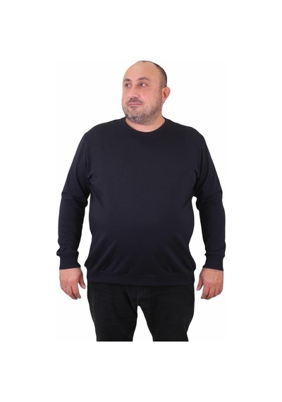 Starbattal Büyük Beden Sıfır Yaka Classic Sweat 23216 Lacıvert-Lacıvert Lacivert