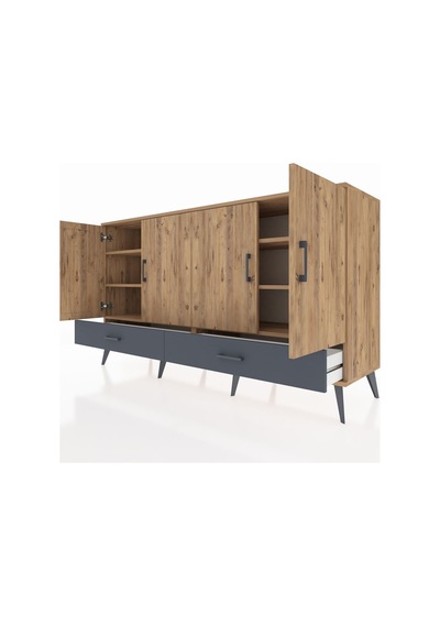 Hyperion Konsol 6 Raflı 2 Çekmeceli 4 Kapaklı 176x44x99 Çam-çam/a Çam-çam/antrasit Hyperion Konsol 6 Raflı 2 Çekmeceli 4 Kapaklı 176x44x99 Çam-çam/a Çam-çam/antrasit