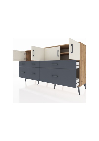Hyperion Konsol 4 Raflı 6 Çekmeceli 4 Kapaklı 176x44x99 Çam-aytaş Çam-aytaşı/antrasit Hyperion Konsol 4 Raflı 6 Çekmeceli 4 Kapaklı 176x44x99 Çam-aytaş Çam-aytaşı/antrasit