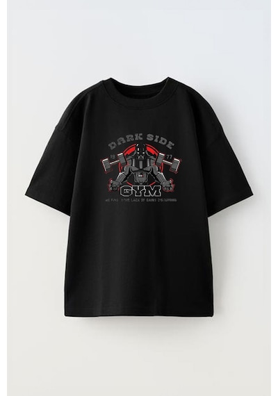 Thewert Unisex Dark Wader Gym Tasarım Baskılı Pamuk Sıyah Oversize T-shirt Siyah
