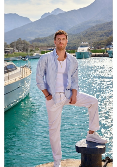 Dufy Erkek Slim Fit Beyaz Pantolon-19083