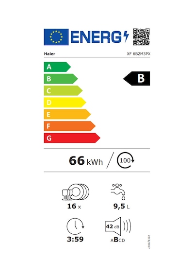 Haier XF 6B2M3PX 10 Programlı 16 Kişilik Wi-Fi + Bluetooth Bağlantılı Bulaşık Makinesi