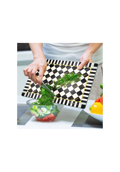 2'li Cam Kesme Tahtası Ve Sunumluk Mackenzie Desenli 20 X 30 Cm Ve 25 X 35 Cm Çok Renkli