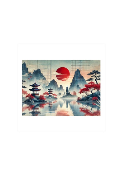 Geleneksel Japon Manzarası Desenli Mdf Tablo