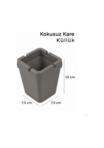 Kokusuz Kare Küllük Duman Ve Koku Tutucu Tasarım Balkon, Teras Ve İç Mekan Kullanımı Dayanıklı Plastik 10 X 7,5 Cm