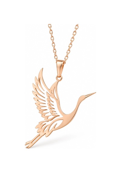 Turna Kuşu 925 Ayar Gümüş Kolye Rose Renk Rose Gold