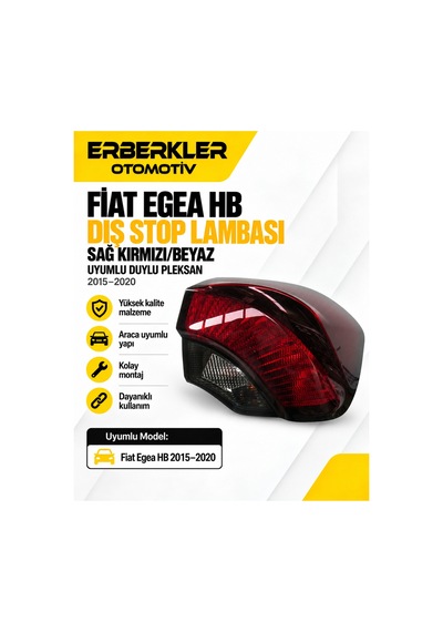 Fiat Egea Hb Dış Stop Lambası Sağ Kırmızı/beyaz Uyumlu Duylu Pleksan 2015 2020 - Erb1203