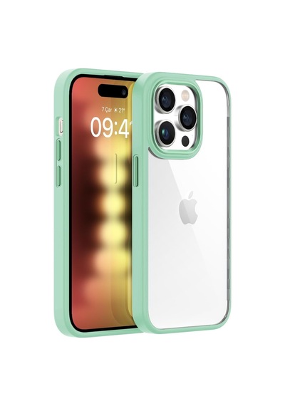 İphone 15 Pro İle Uyumlu New Air Bumper Kılıf, Koruyucu Telefon Kılıfı Açık Yeşil