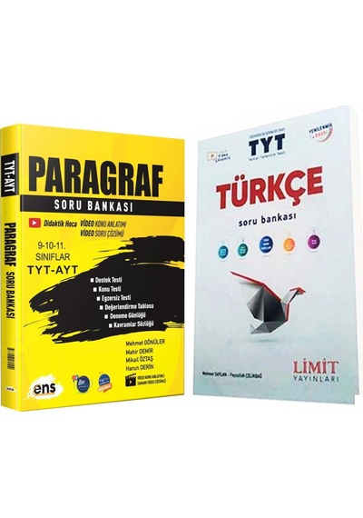 Limit Tyt Türkçe Ve Ens Tyt Ayt Paragraf Soru Bankası Seti 2 Kitap