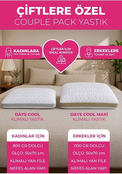 Couple Pack Klimalı Yastık 2 Adet - Çift Yastığı - Klimalı Yastık - Daycool Serisi Diğer