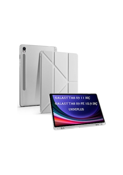 Samsung Galaxy Uyumlu Tab S9 X710 X716 X718 Kılıf Kalem Bölmeli Trifolding Case