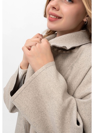 Pastelastore Oversize Kaşe Kaban 2116 Açık Gri