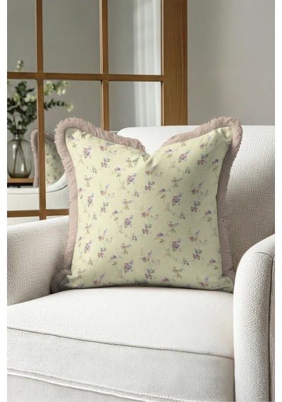 Çiçekli Vintage Romantik Saçaklı Yastık Kılıfı - Pastel Bahar Sarı Vizon Püsküllü Kırlent Kılıfı Buzlu Kanyon Ritüel Çiçekli Vintage Romantik Saçaklı Yastık Kılıfı - Pastel Bahar Sarı Vizon Püsküllü Kırlent Kılıfı Buzlu Kanyon Ritüel