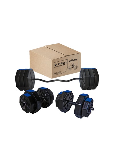 Tan Spor 90 KG Dambıl Halter Kısa Bar + Düz Bar Seti Sarı Kapaklı 150 CM
