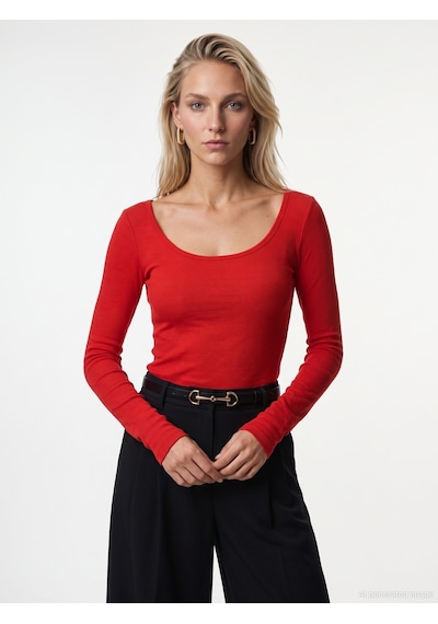 Dilvin 33237 Bra-free Uzun Kollu Top Kırmızı