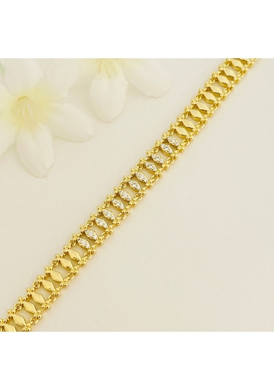 Kuyumcu Model Bileklik Vintage Arpa Bileklik Zirkon Çelik Kararmaz Xuping 14ayar Gold 17+3cm Gold