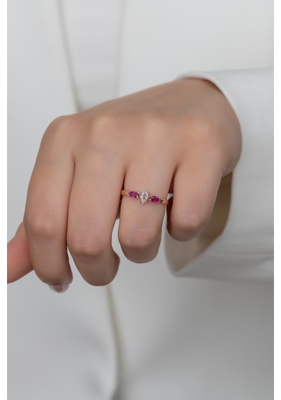 Gümüş Prenses Yüzük Rose Gold Kaplama 925 Ayar Gümüş Rose Gold (511780152)