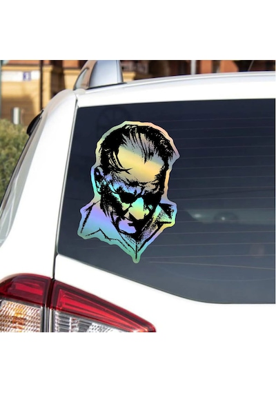 Hologramlı Janjanlı Mustafa Kemal Atatürk Silüet Sticker - Araba Oto Motosiklet Cam Karavan Sticker - 03007 10x7 Cm