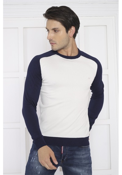 Escetic Erkek Spor Slimfit Bej Bisiklet Yaka Triko Örme Kumaş Kazak-4278 Bej