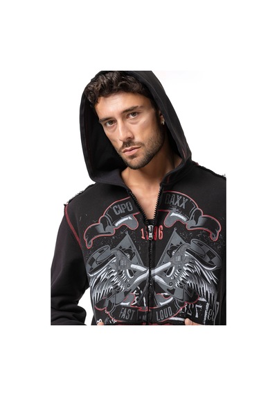 Cipo & Baxx Erkek Kapüşonlu Sweatshirt Baskılı Ve Tasarımlı Rock Tarzı Regular Fit Cl598 Siyah