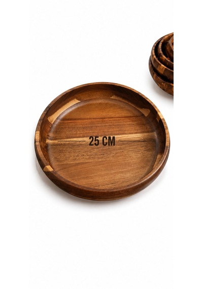 Akasya Kase 25 Cm- Akasya Büyük Boy Kase Ve Sunumluk-mien Akasya Salata Kasesi 25 Cm Kahve Tonları