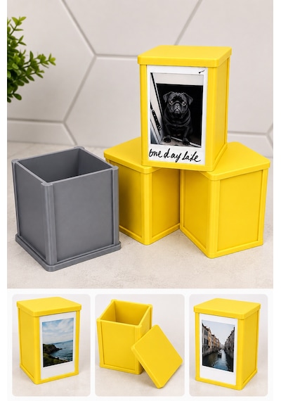 Mini Anı Fotoğrafı Saklama Kutusu Çerçeveli Kapaklı Dekoratif 3d Baskı